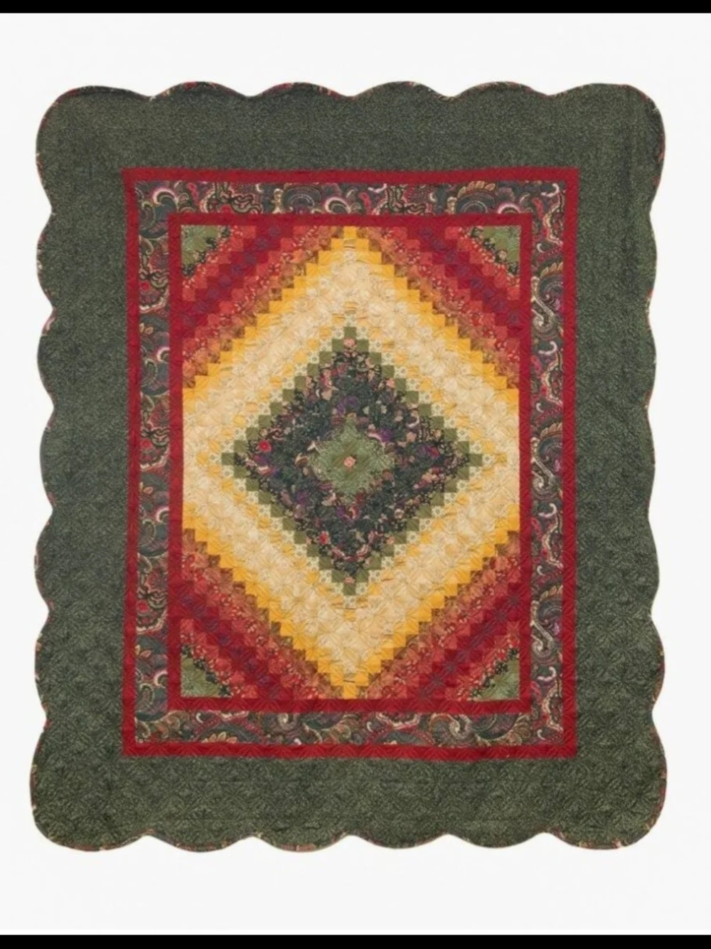 Spice Patchwork Paisley Quilted Throw Blanket - Red, Green & Gold